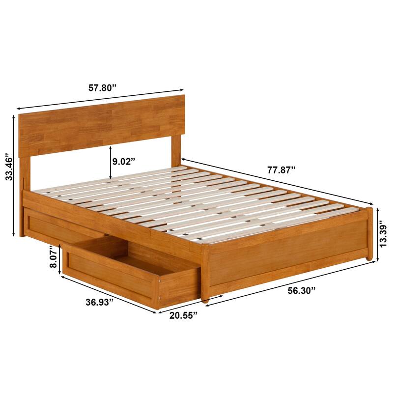 Wesley Platform Bed with Panel Footboard and Storage Drawers