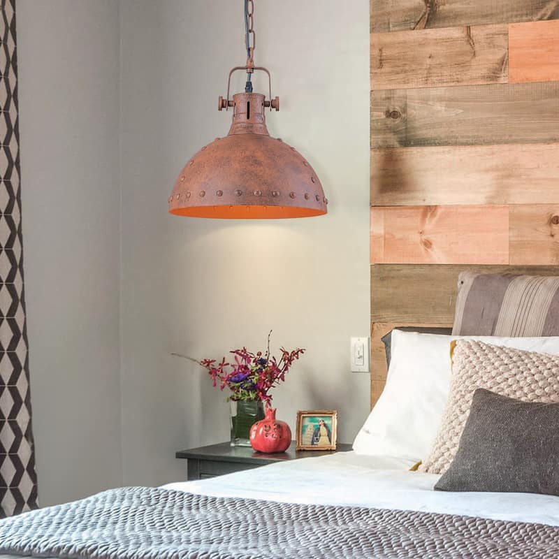 Industrial 1-Light Antique Copper Metal Pendant Light - Antique Copper