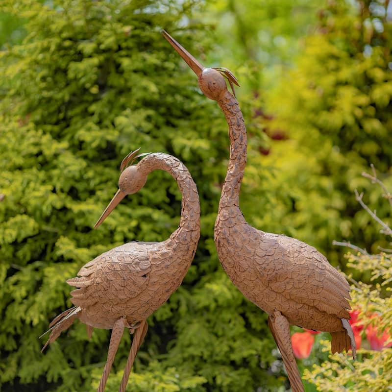 Set of 2 Small Dancing Rusty Herons