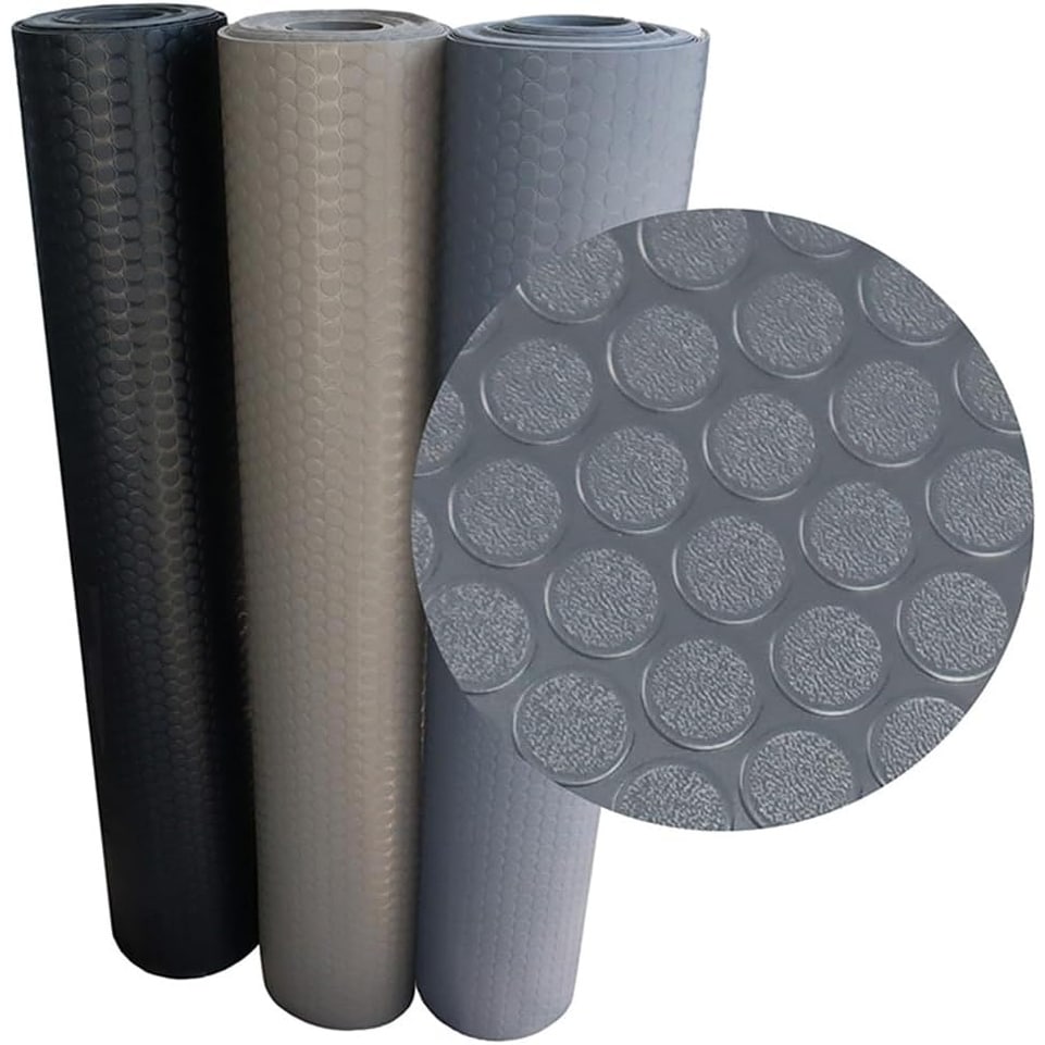 Rubber-Cal Coin-Grip Rubber Flooring Rolls - 2mm thick x 4ft. Wide Rubber Rolls - 48 x 60