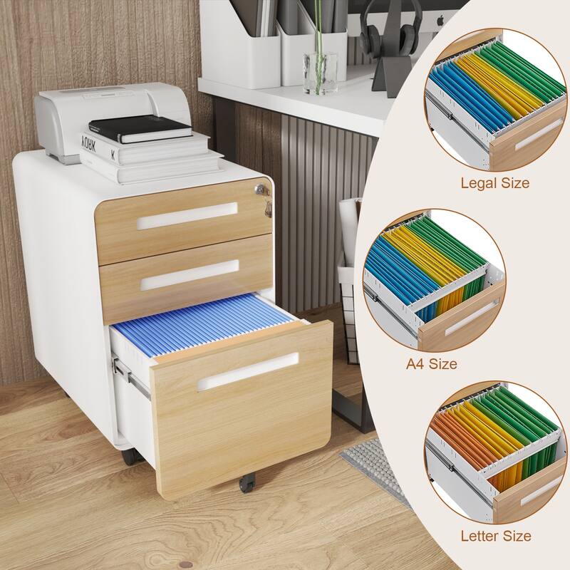 3 Drawer Mobile File Cabinet Under Desk Office,Simple Style Versatile Storage Cabinet for Legal/Letter/A4 Files