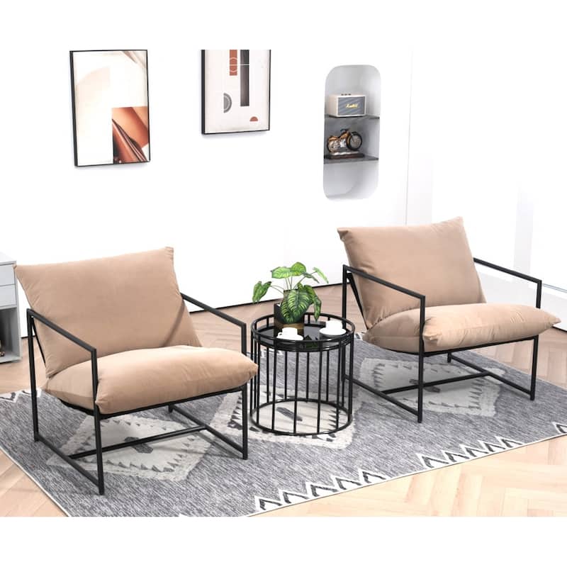 Modern Textured Velvet Sling Accent Chair