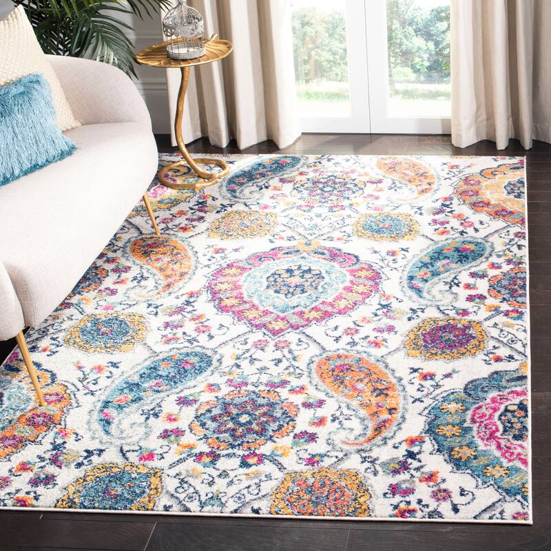 SAFAVIEH Madison Belle Boho Glam Paisley Pattern Area Rug - 5'1" x 7'6" - Cream/Multi