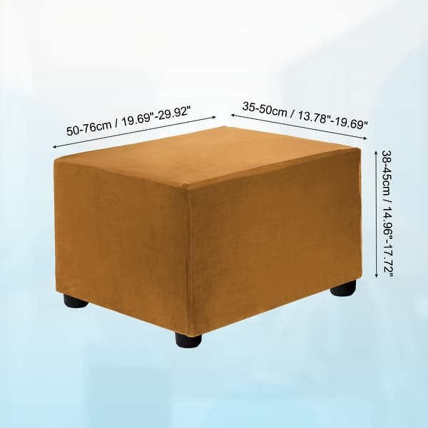 dimension image slide 40 of 52, Stretch Foot Stool Cover Rectangular Square Foot Stool Slipcover