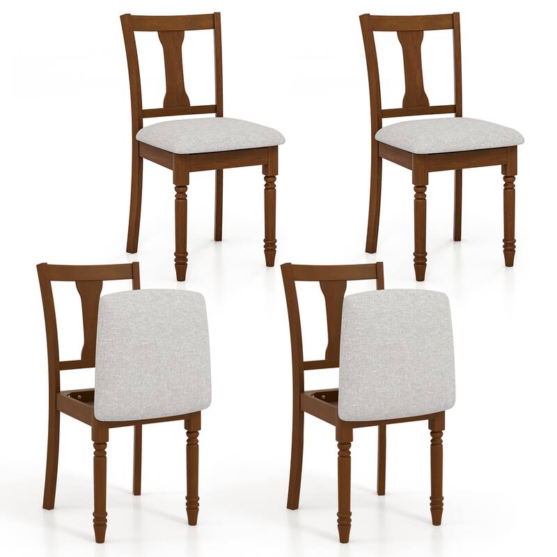 Gymax Set of 4 Upholstered Wooden Dining Chair w/ Seat Storage Space - Brown