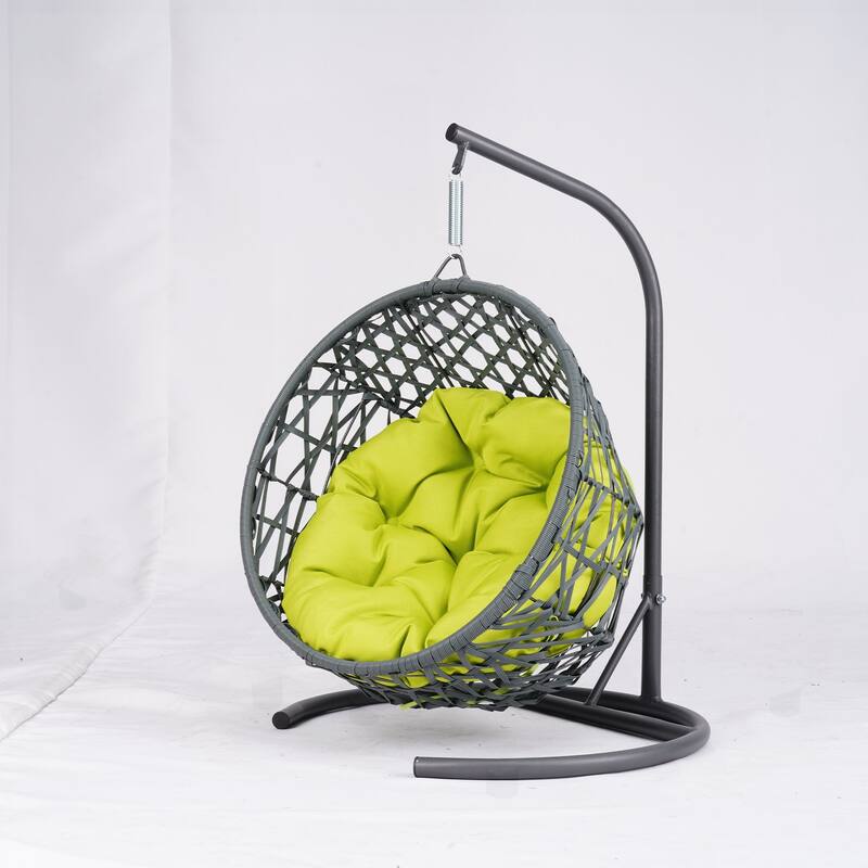 Cat Egg Chair with Rattan Wicker Appearance - Green