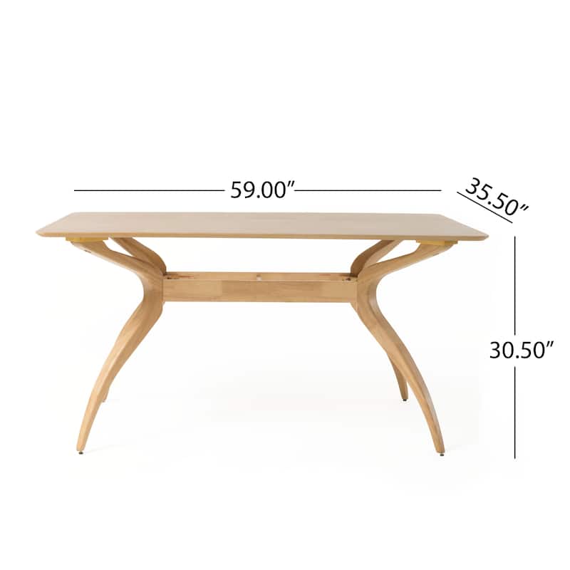Salli Natural Finish Wood Dining Table by Christopher Knight Home - 59.00" L x 35.50" W x 30.50" H