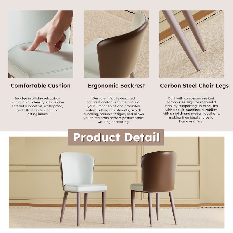 Set of 2 Modern Dining Chairs with Steel Legs for Kitchen & Office