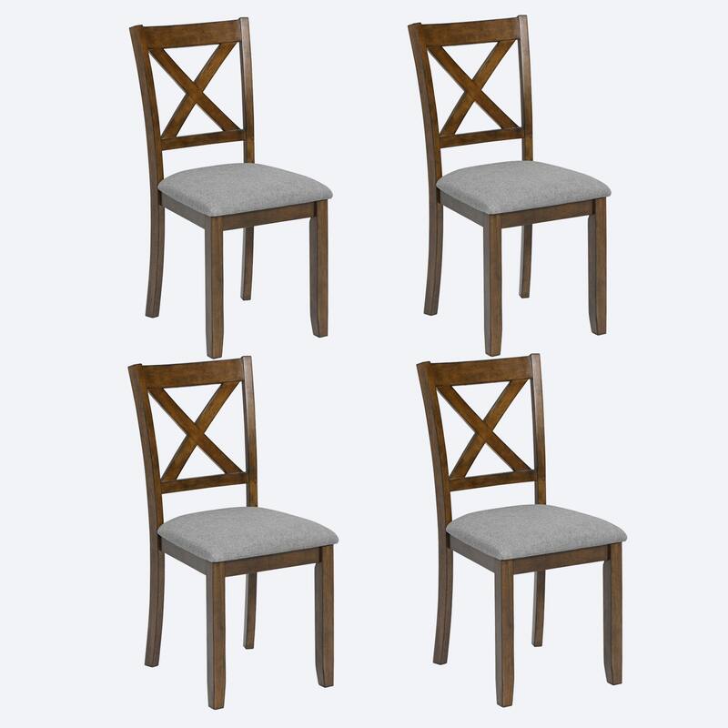 Dining Chairs Only, Wooden Dining Chairs Set of 4, Kitchen Chair with Padded Seat, Upholstered Side Chair for Dining Room - Walnut