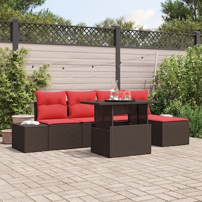 vidaXL 6 Piece Garden Sofa Set with Cushions - 115.8×46.1×27.2