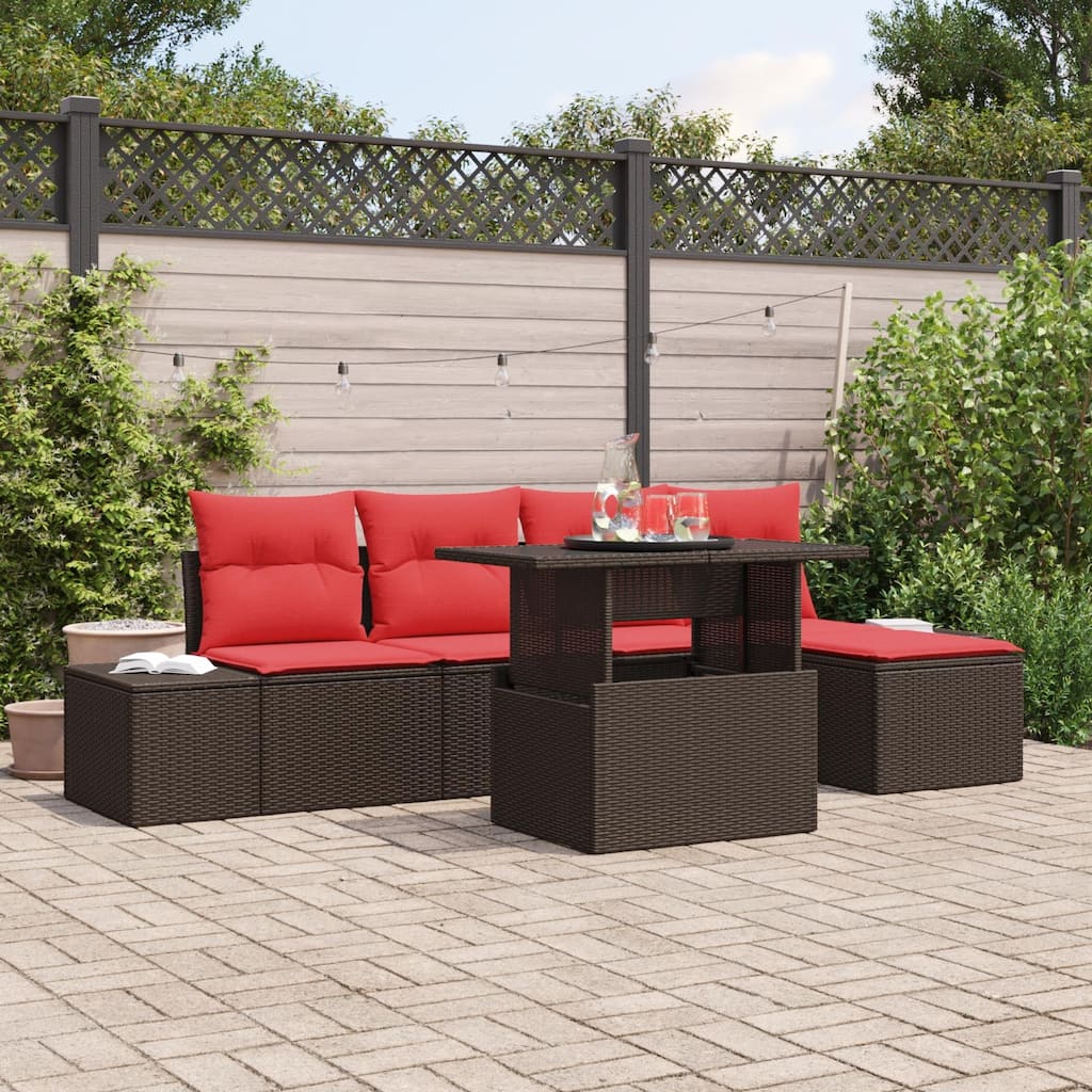 vidaXL 6 Piece Garden Sofa Set with Cushions - 115.8×46.1×27.2