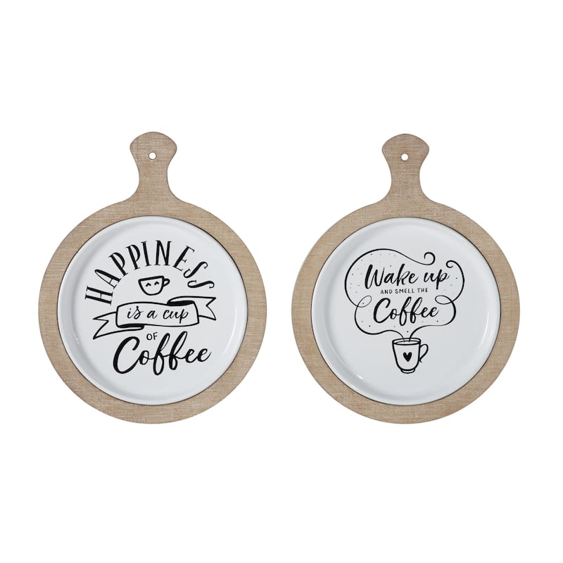 Metal Sign Coffee Wall Decor - Set of 2 White - Roche River Decor - White