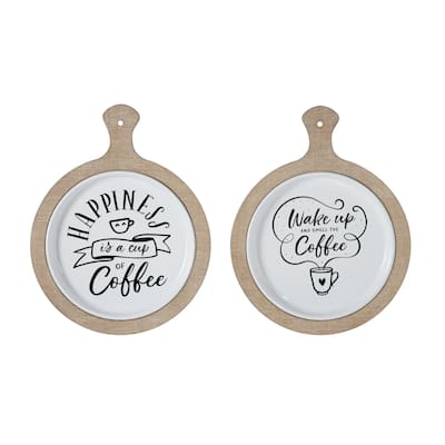 Metal Sign Coffee Wall Decor - Set of 2 White - Roche River Decor