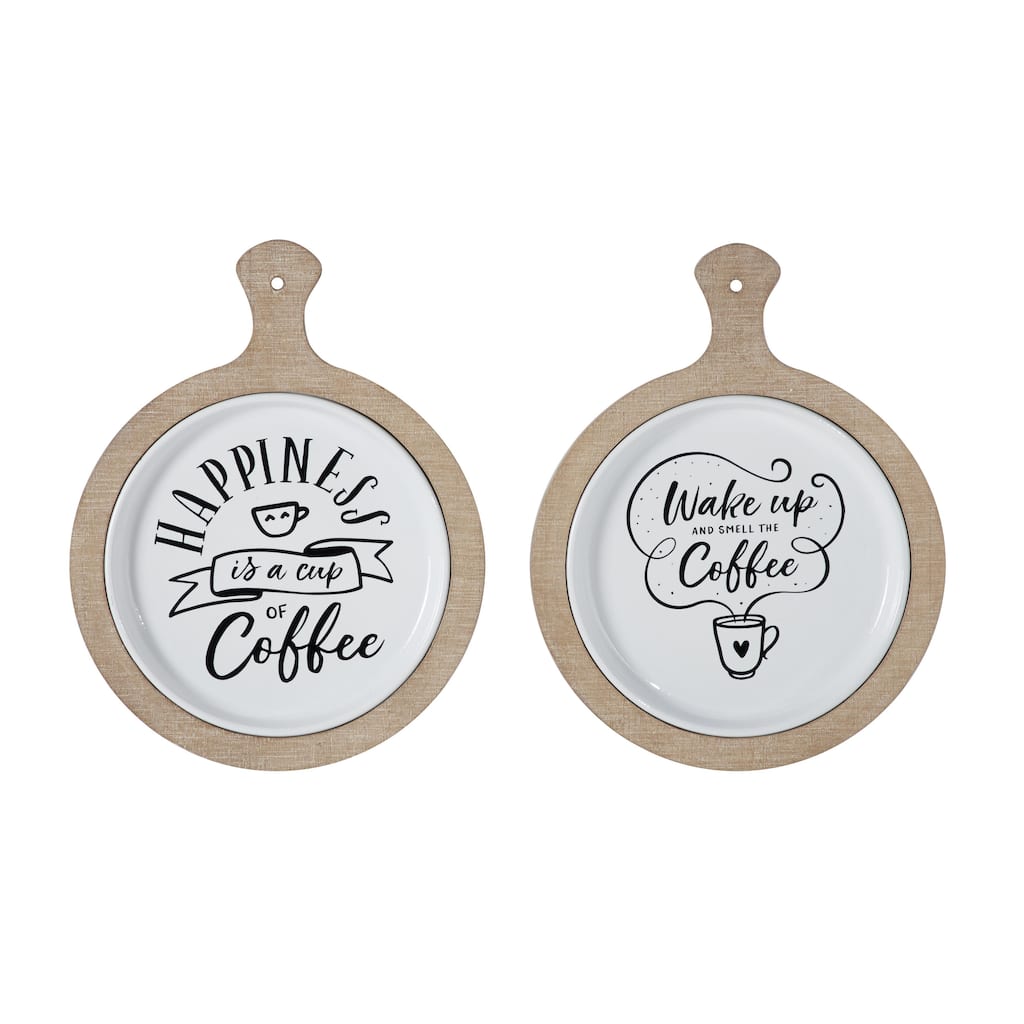 Metal Sign Coffee Wall Decor - Set of 2 White - Roche River Decor