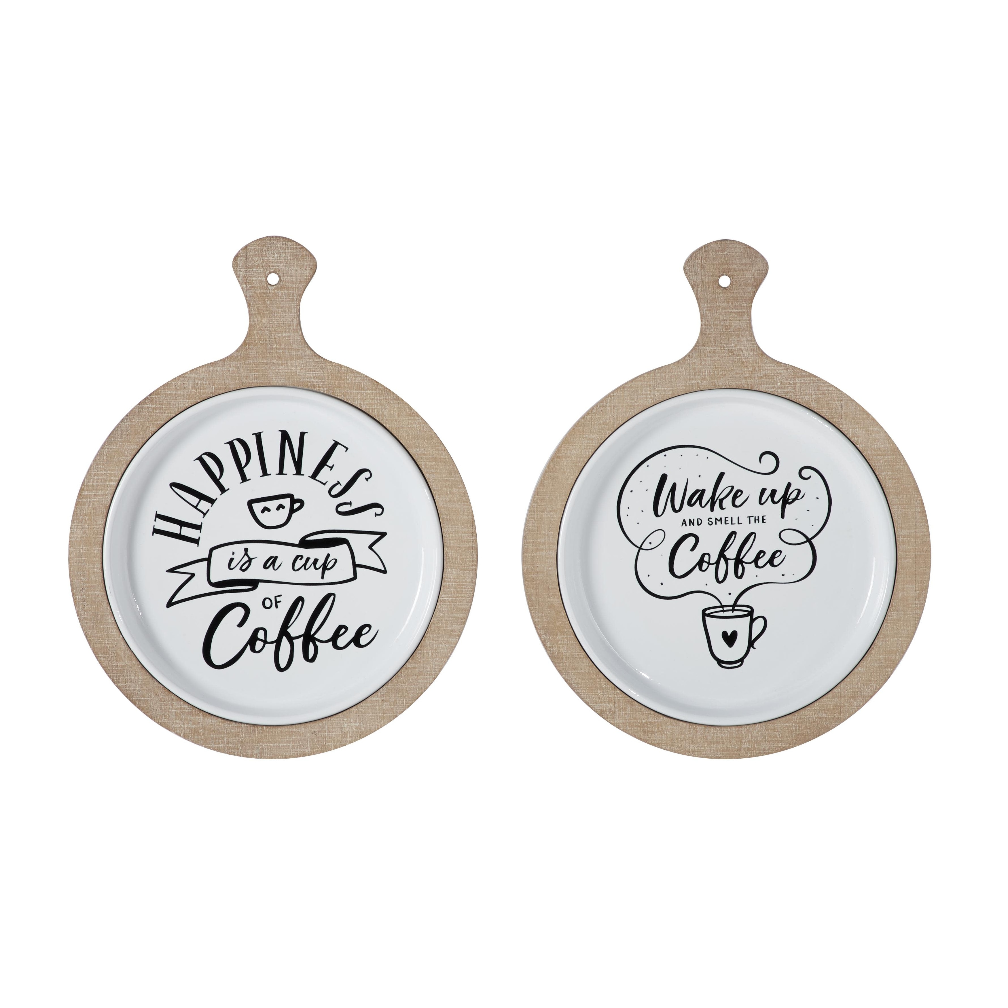 Metal Sign Coffee Wall Decor - Set of 2 White - Roche River Decor