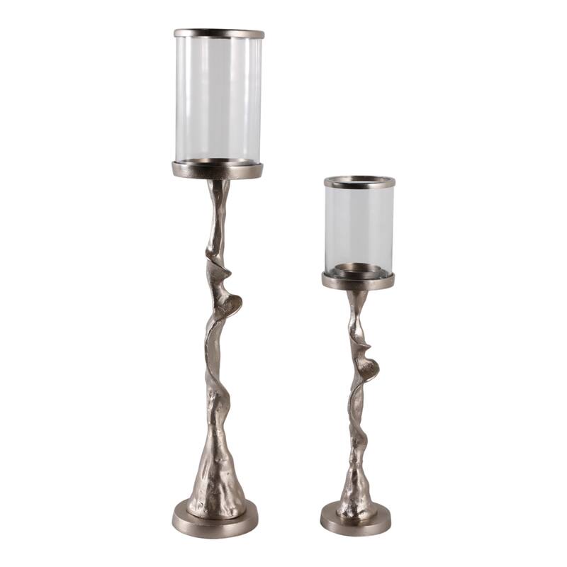 Metal Candle Holder Tabletop Sculptural Base (Set of 2) - 30" Silver - 29.5"