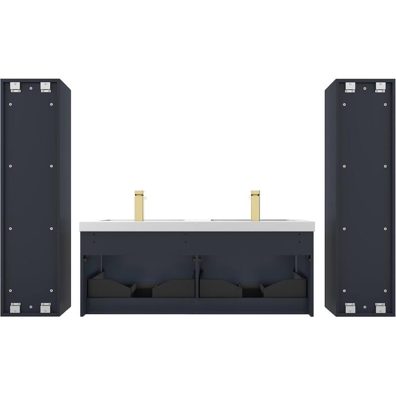 Blossom Positano 48" Floating Double Sink Vanity with Side Cabinets