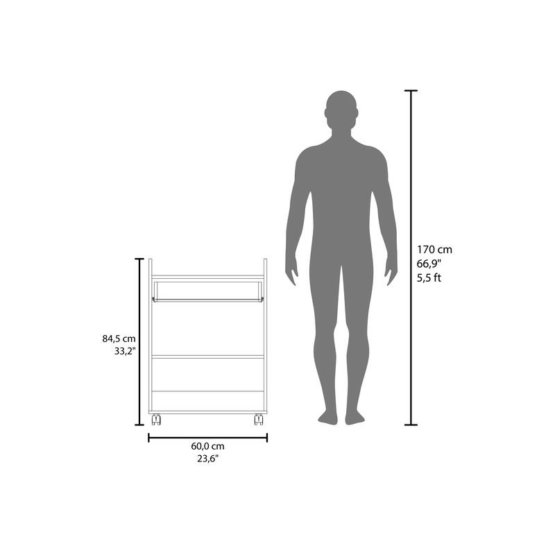 Kitchen Cart, 2 Doors, 1 Drawer, 4 Wheels, 2 Shelves, White with durable engineered wood construction