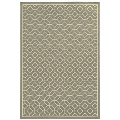 Provo Grey Ivory Geometric Outdoor Casual Area Rug