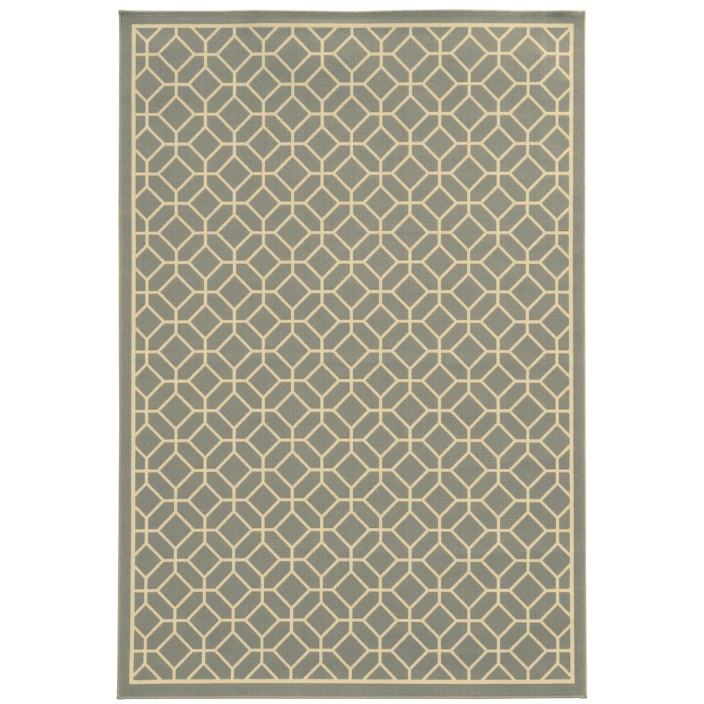 Provo Grey Ivory Geometric Outdoor Casual Area Rug