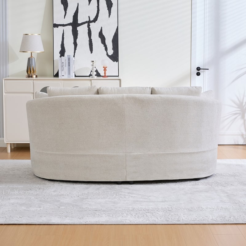 73.82" Modern Plush Chenille Wide Curved Sofa with Pillows