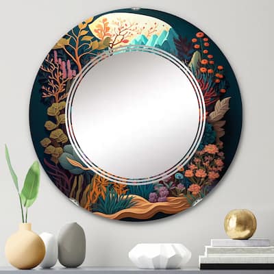 Designart 'Bounties And Blooming Wilderness Blessings VI' Printed Coastal Wall Mirror