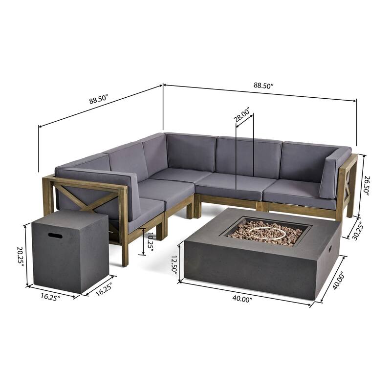 Brava Outdoor 7-piece Fire Pit Sectional Set by Christopher Knight Home