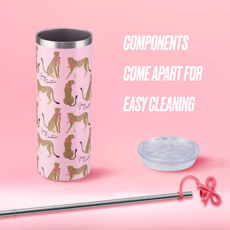 Juicy Couture Glam Slip Hydration Stainless Steel Tumbler with Straw Topper