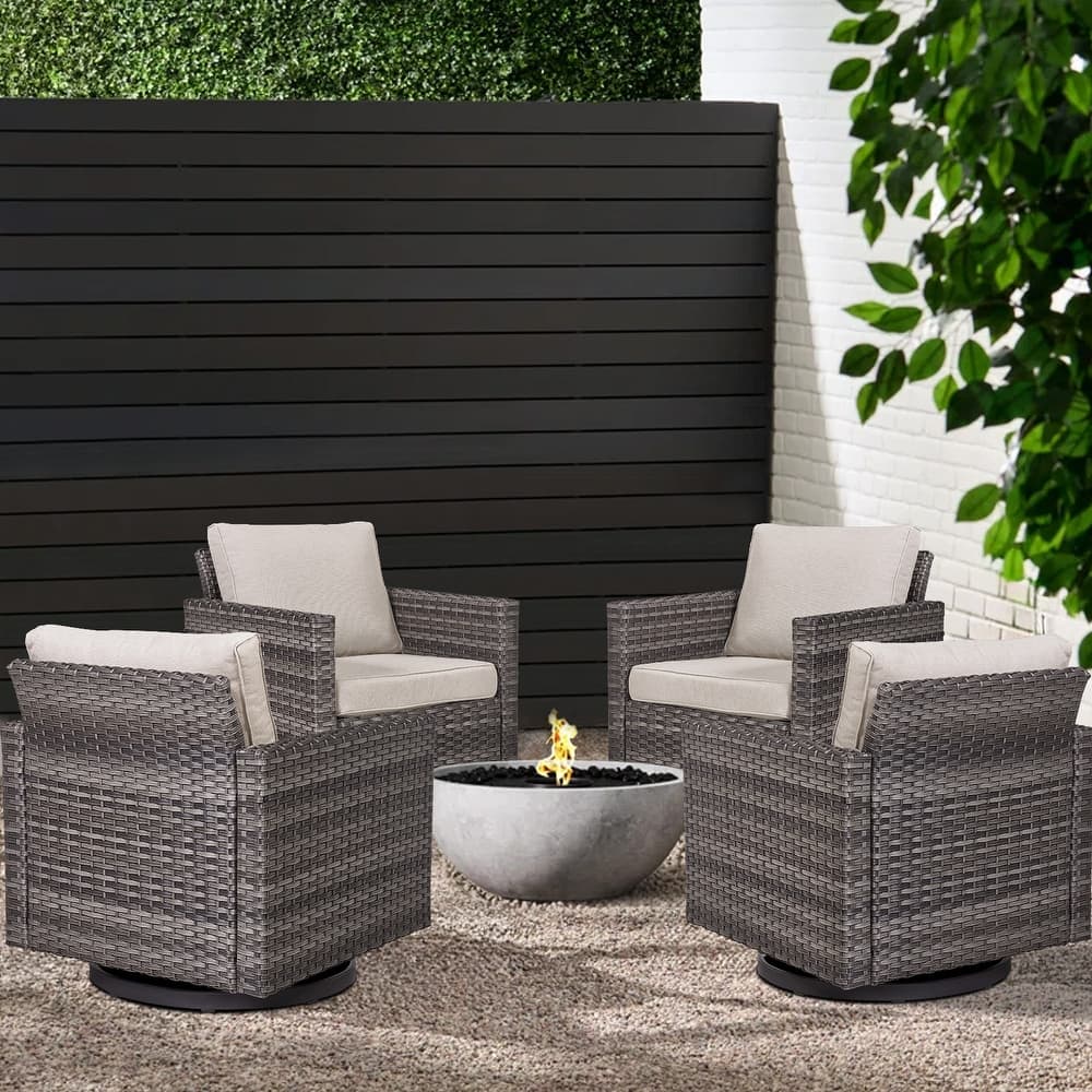 Gymojoy 4 Pieces Outdoor Patio Swivel Chairs with Cushion