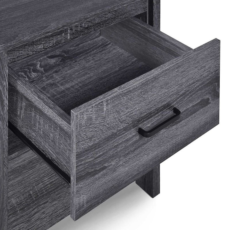 Modern Nightstand with 2 Drawers and Metal Handles by Christopher Knight Home