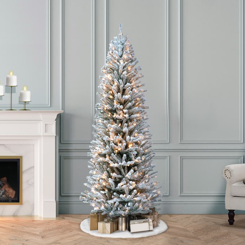 Puleo International Pre-Lit 6' Flocked Fir Artificial Christmas Tree - Green