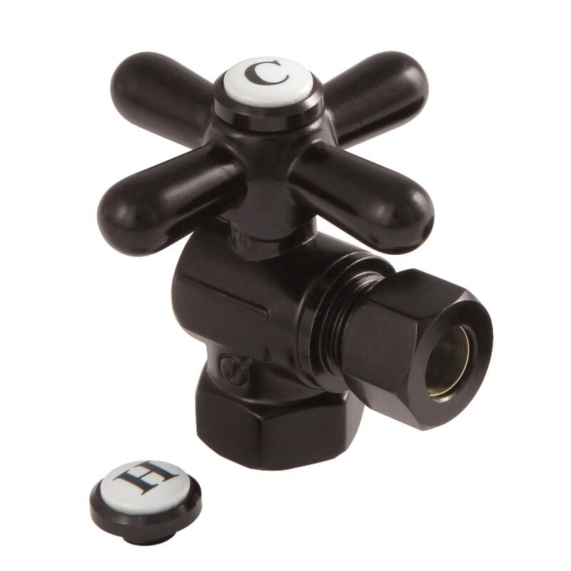 Kingston Brass Vintage 3/8-Inch IPS X 3/8-Inch OD Comp Quarter-Turn Angle Stop Valve - Oil Rubbed Bronze