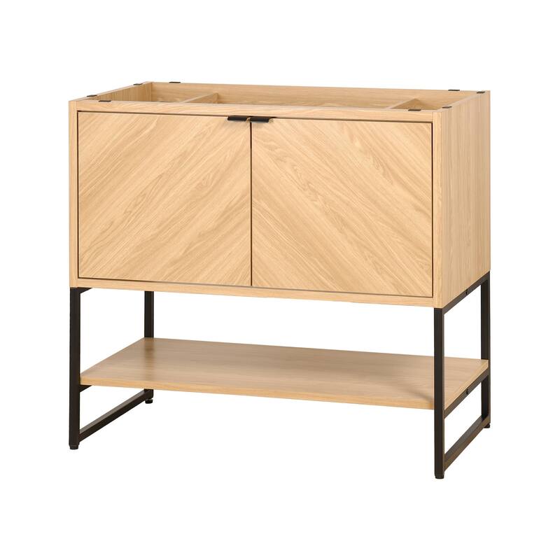 Juhl Chevron-Front Modern Minimalist 2-Shelf Bath Vanity Cabinet Only (Sink Basin Not Included), By JONATHAN Y