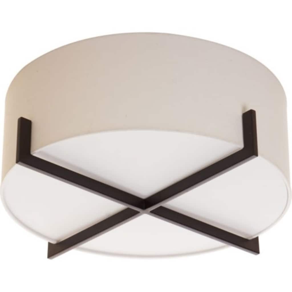 Black Stainless Steel Flush Mount with White Fabric Shade