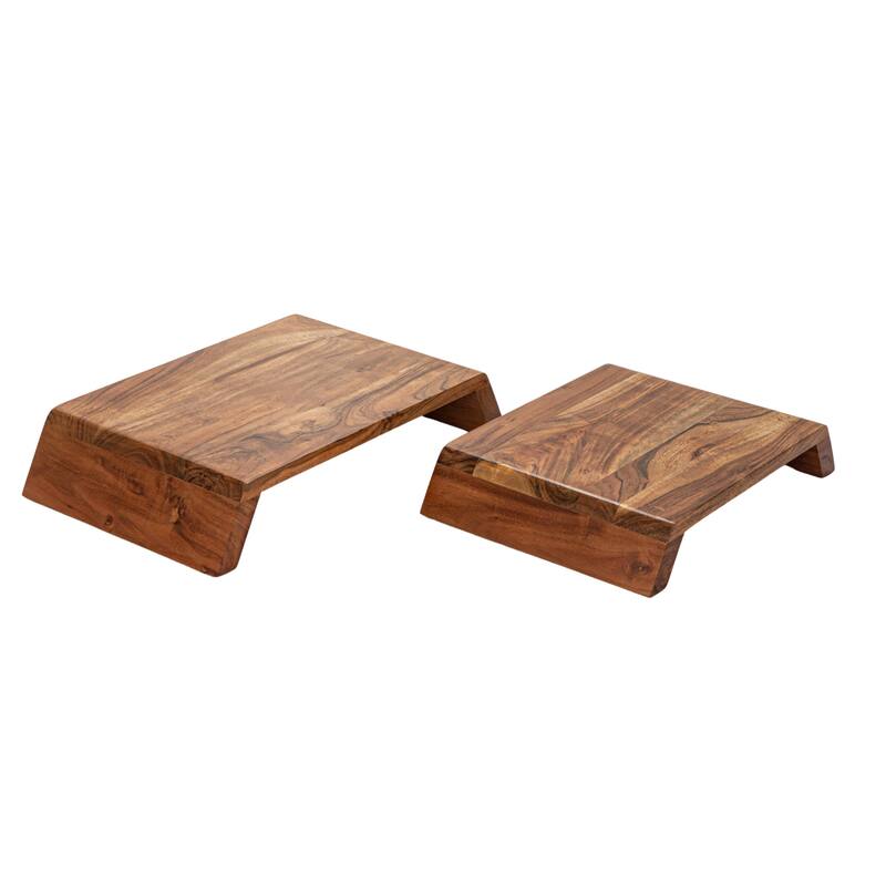 Acacia Wood Nesting Pedestals - 17.0"L x 10.0"W x 3.0"H - 17.0"L x 10.0"W x 3.0"H