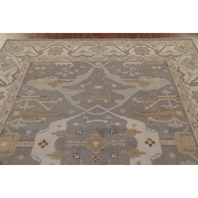 Oushak Oriental Area Rug Hand-Knotted Wool Carpet - 8'2"x 9'11"
