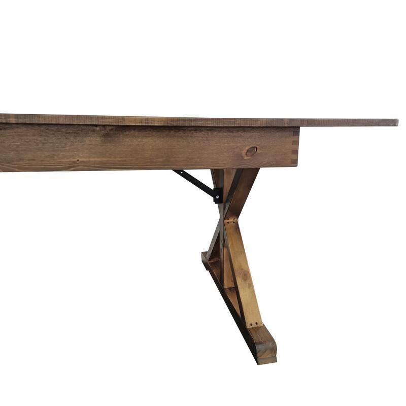 8' x 40" Rectangular Antique Rustic Solid Pine Folding Dining Table