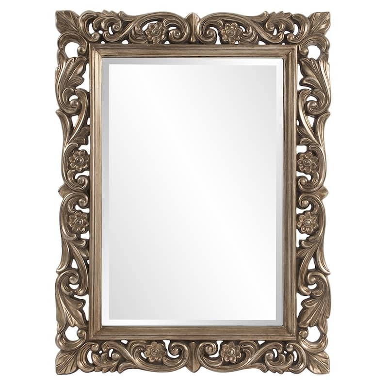 Allan Andrews Ornate Framed Beveled Rectangular Wall Mirror - Champagne/Silver