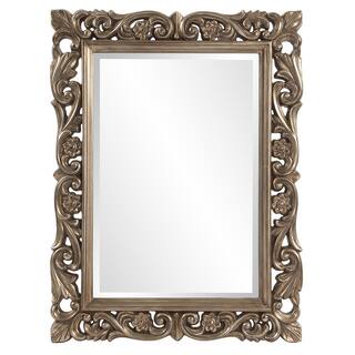 Allan Andrews Ornate Framed Beveled Rectangular Wall Mirror - Champagne/Silver