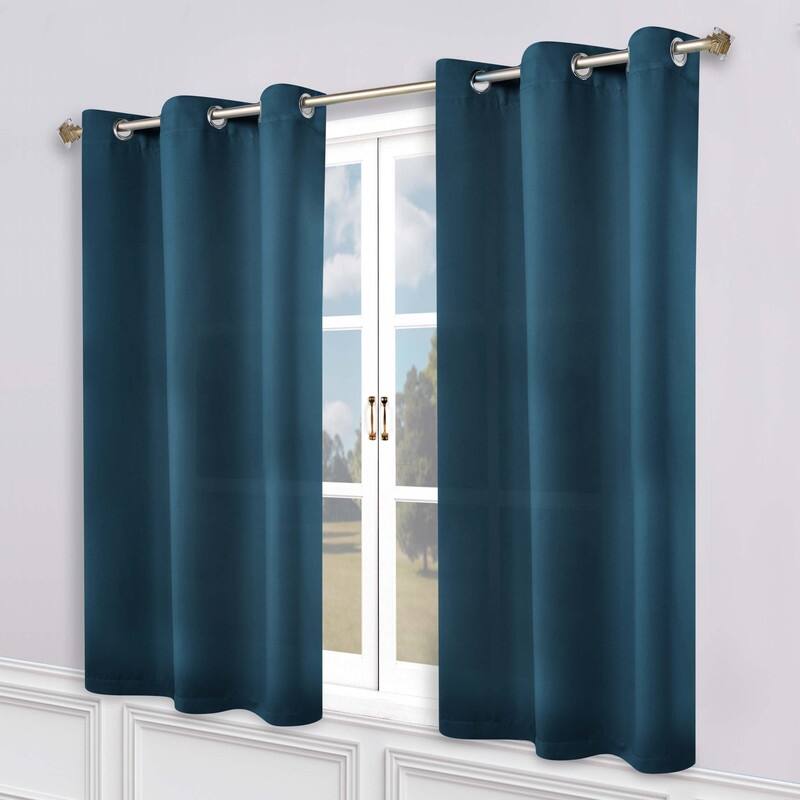 Superior Solid Machine Washable Room Darkening Grommet Blackout Curtains, Set of 2