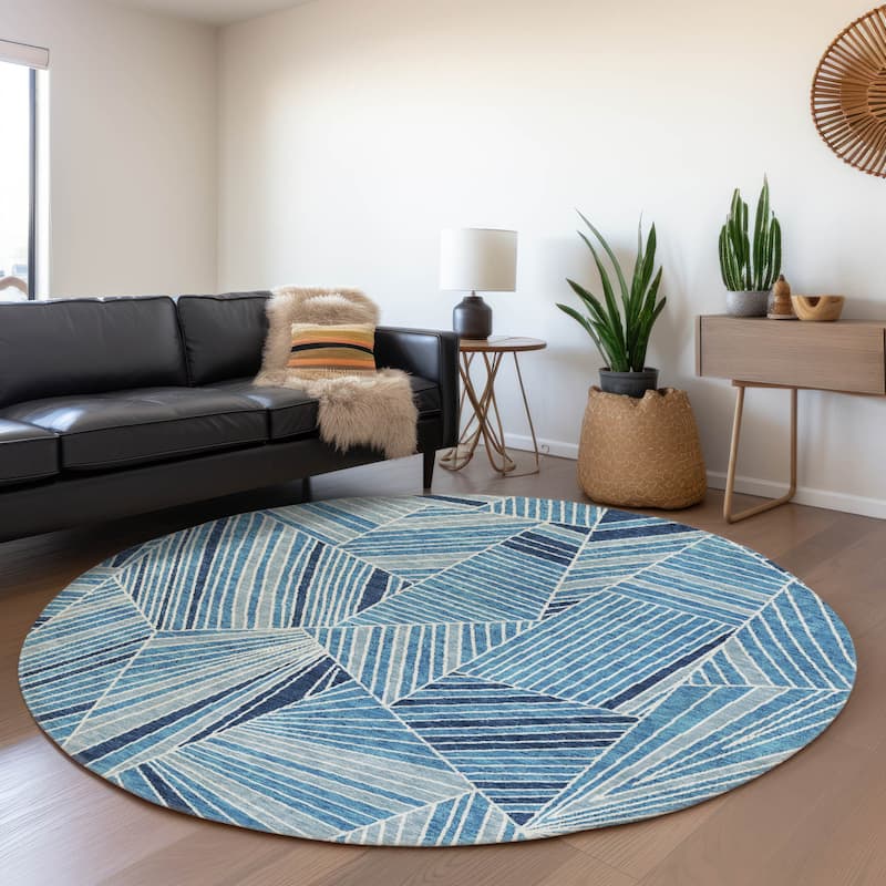 Machine Washable Indoor/ Outdoor Chantille Modern Mosaic Rug