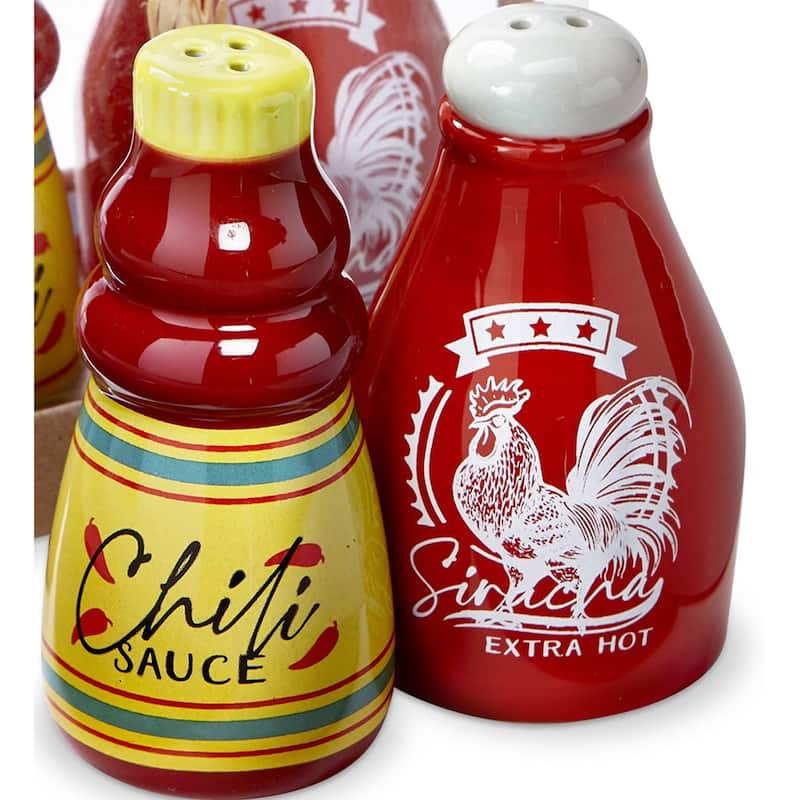Hot Sauce Themed Collectable Ceramic Decorative Salt and Pepper Shaker Sets