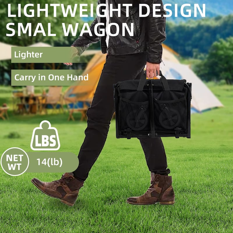 Collapsible Wagon with Wheels, Lightweight Utility Camping Wagons Carts Foldable with 3600lbs Weight Capacity, Carts