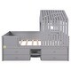 preview thumbnail 7 of 7, Sturdy Pine Wood Bedframe with 4 Storage Drawers, Full Size House Low Loft Bed with Full-Length Guardrails for Kids Bedroom