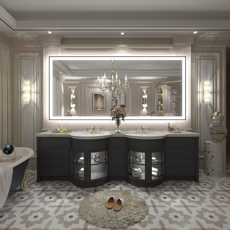 Front & Back LED Anti-Fog Tempered Glass Framed Bathroom/Vanity Mirror 3-Year Warranty