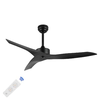 Sully 50" Modern Minimalist Iron/Plastic Mobile-App/Remote-Controlled 6-Speed Razor Ceiling Fan, by JONATHAN Y