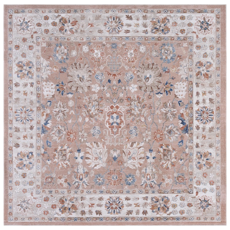 SAFAVIEH Elwood Mariyka Traditional Rug - 6'5" Square - Salmon/Beige