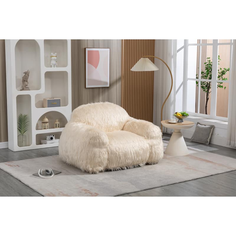 Modern Faux Fur Upholstered Bean Bag Chair - Bed Bath & Beyond - 39746614