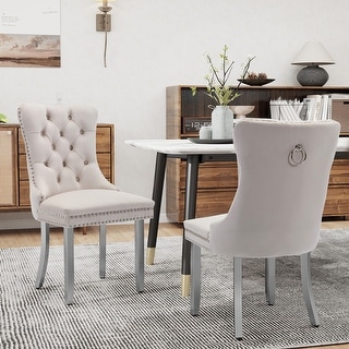 Velvet Dining Chairs Set of 2, Tufted Dining Room Chairs with Button ...
