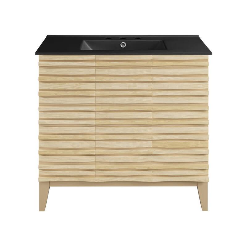 Swiss Madison SM-BV471-3MB Cascade 37" Free Standing Single Basin - Natural Oak / Matte Black - Oak Finish